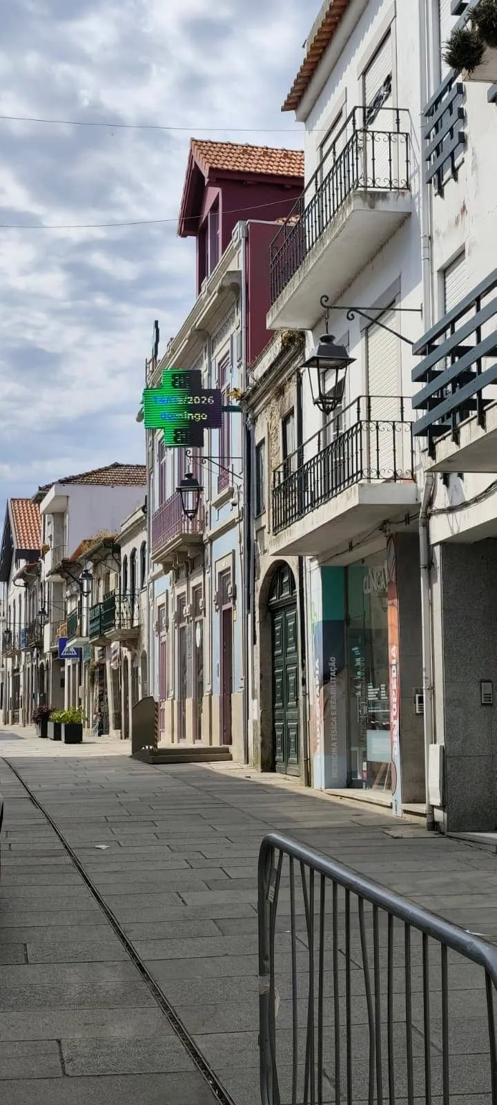 A street in Caminha's historical centre — shops and façades along the route through the old town